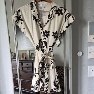 Floral Button-Up Dress with Tie Waist